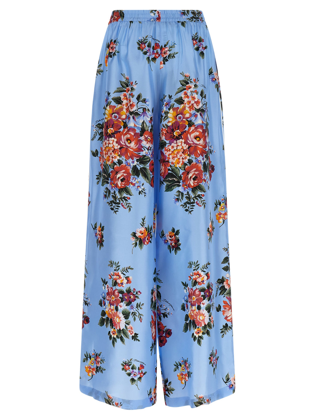 Blue Silk Casual Pants