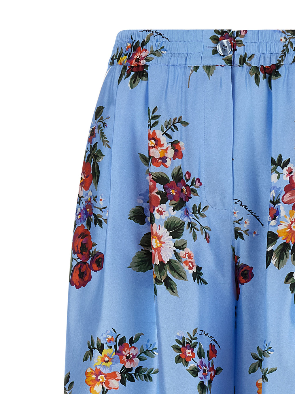 Blue Silk Casual Pants