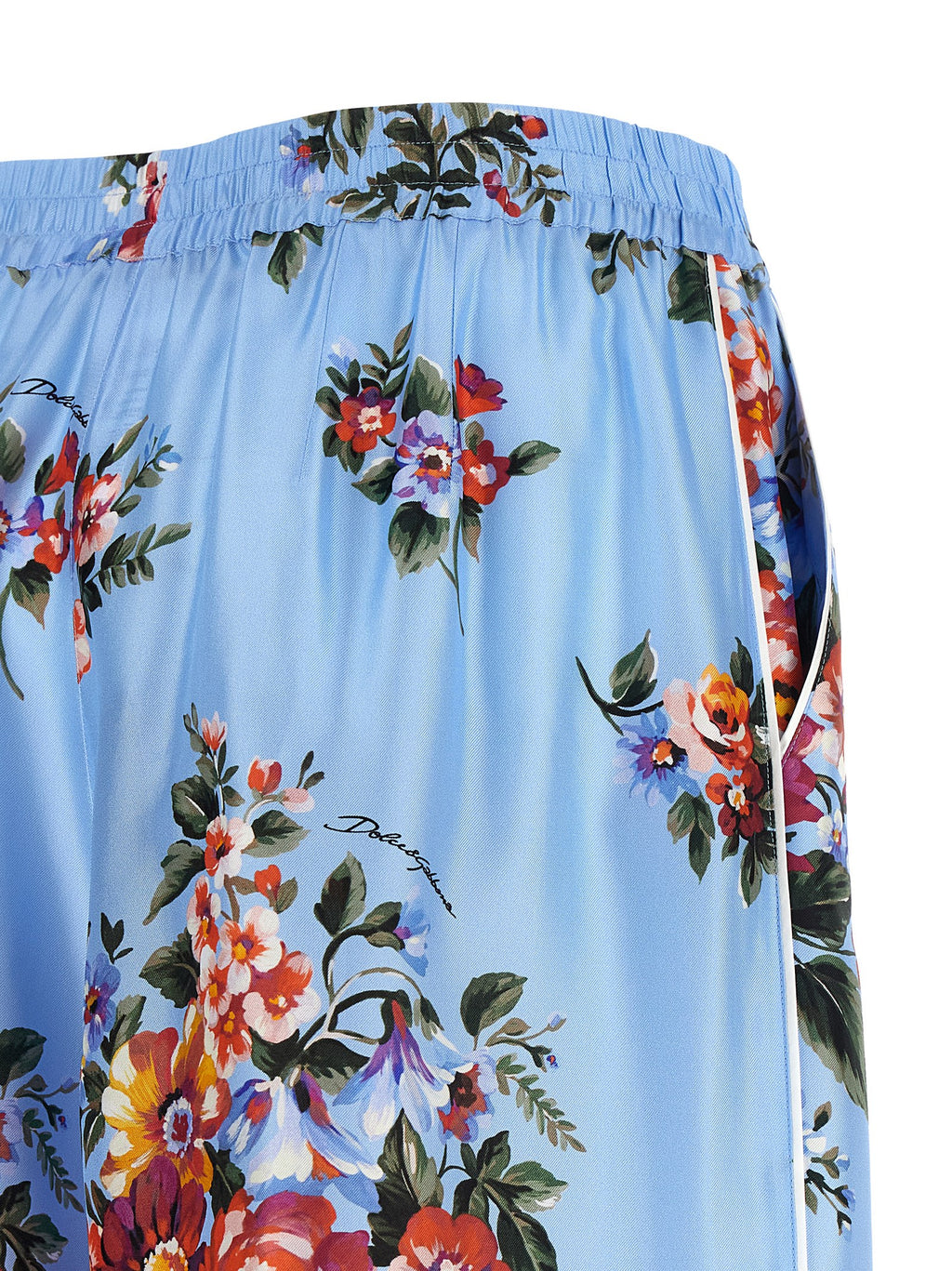 Blue Silk Casual Pants