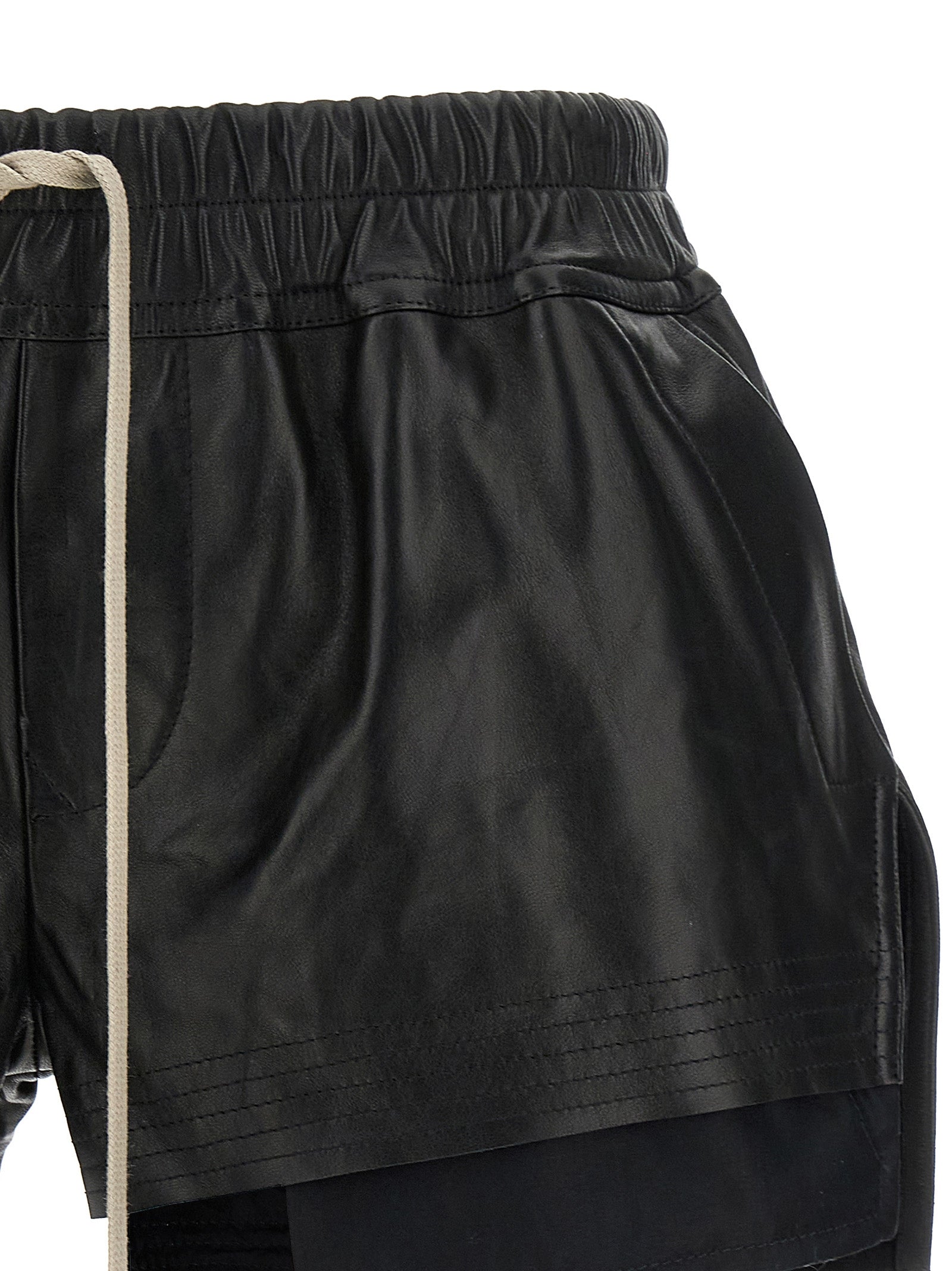 Black Lamb Leather Bermuda Shorts