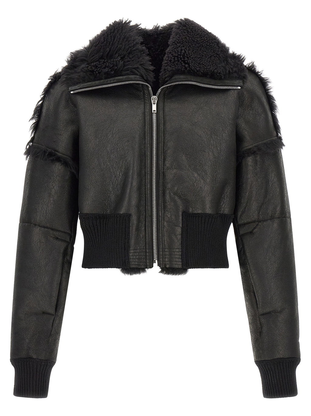 Black Lamb Fur Leather Jacket
