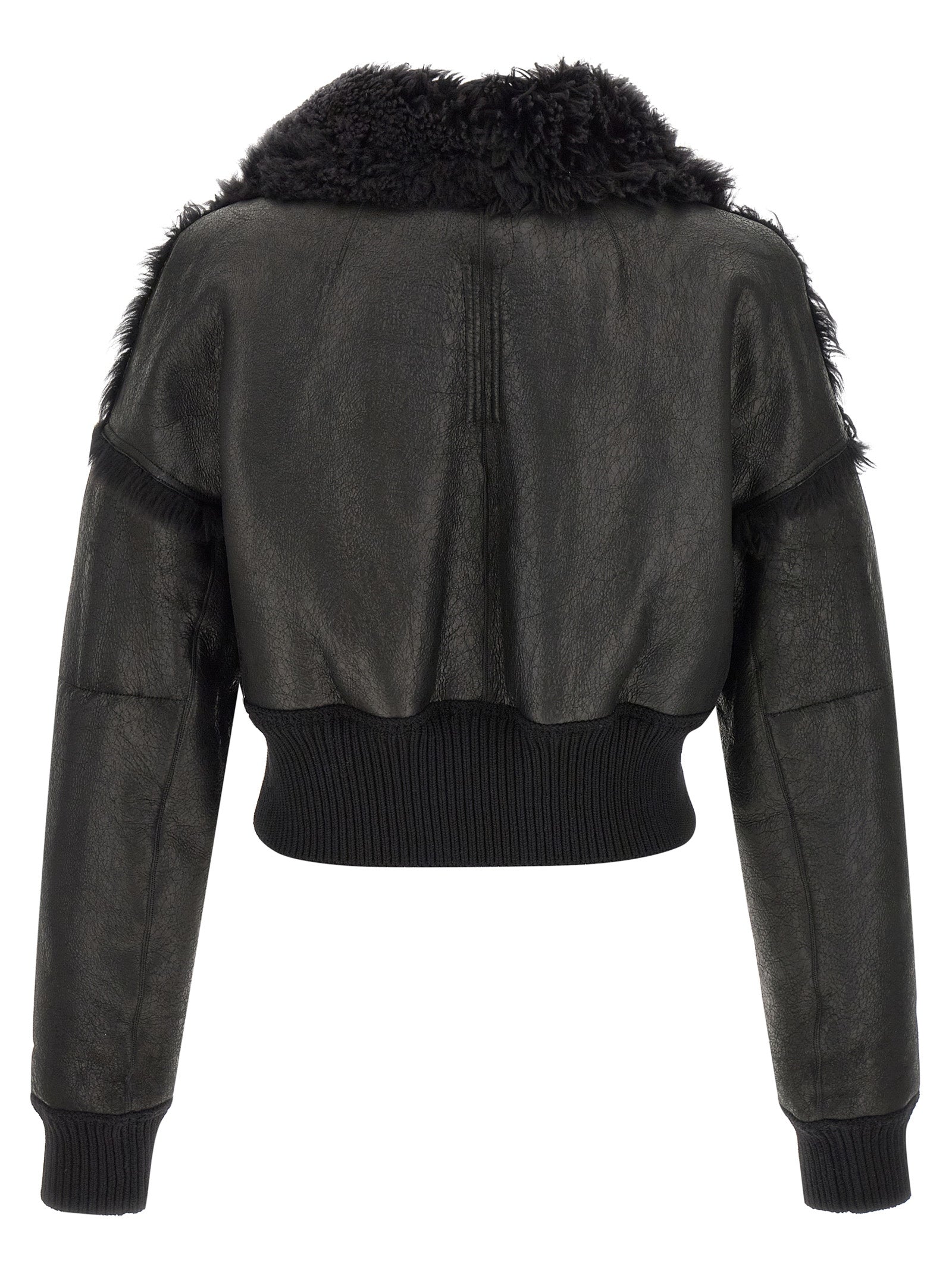 Black Lamb Fur Leather Jacket