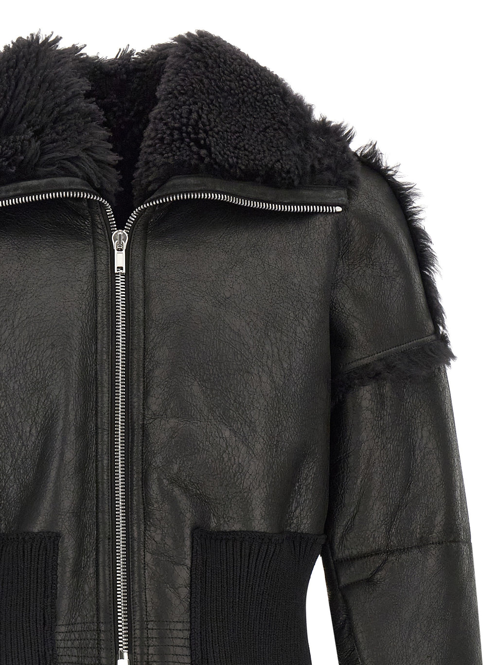 Black Lamb Fur Leather Jacket
