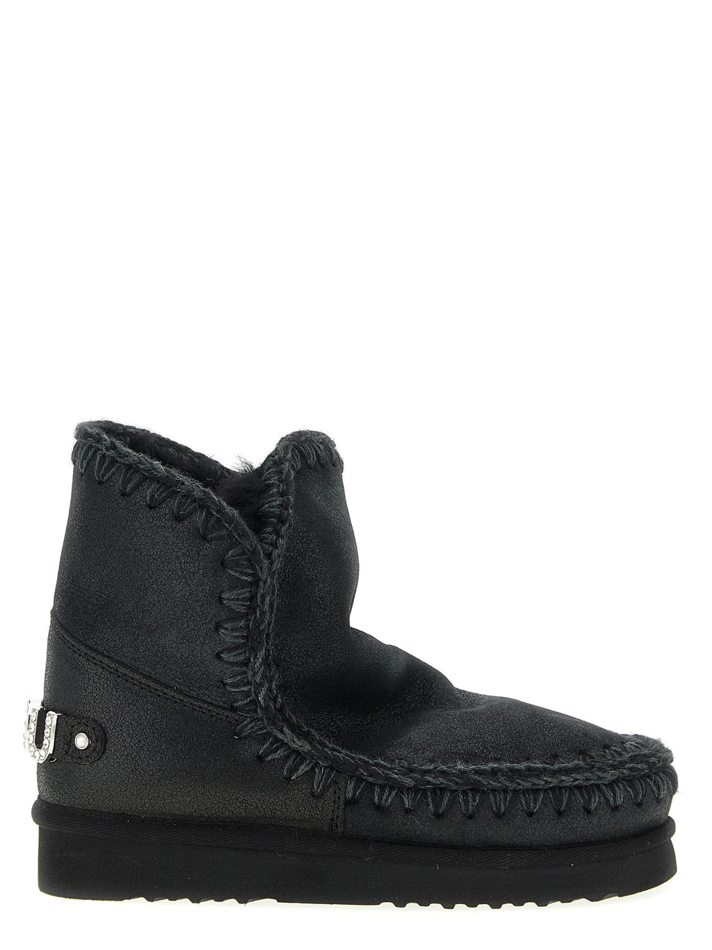 Black Lamb Leather Ankle Boots