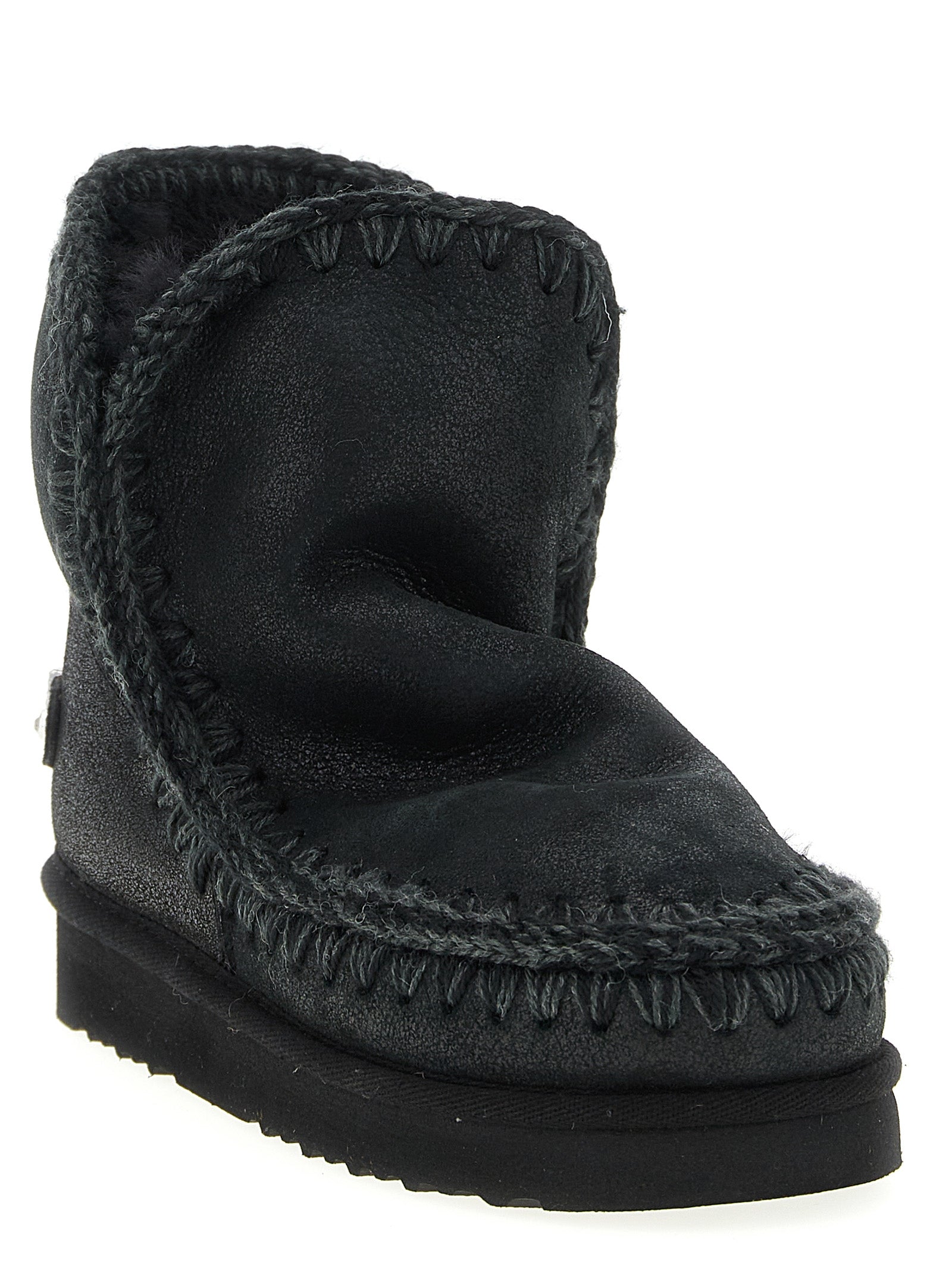 Black Lamb Leather Ankle Boots