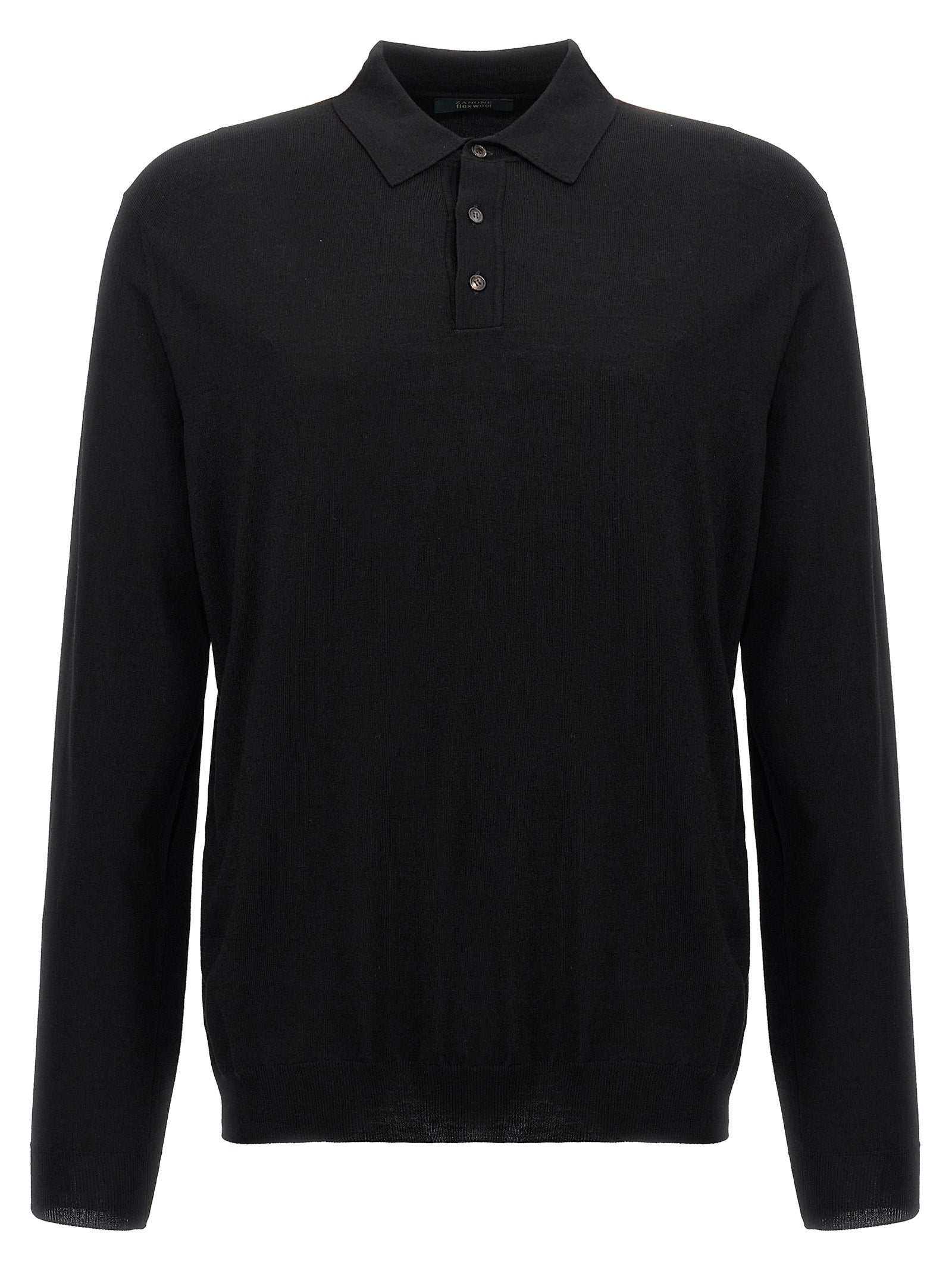 Black Virgin Wool Polo Shirt