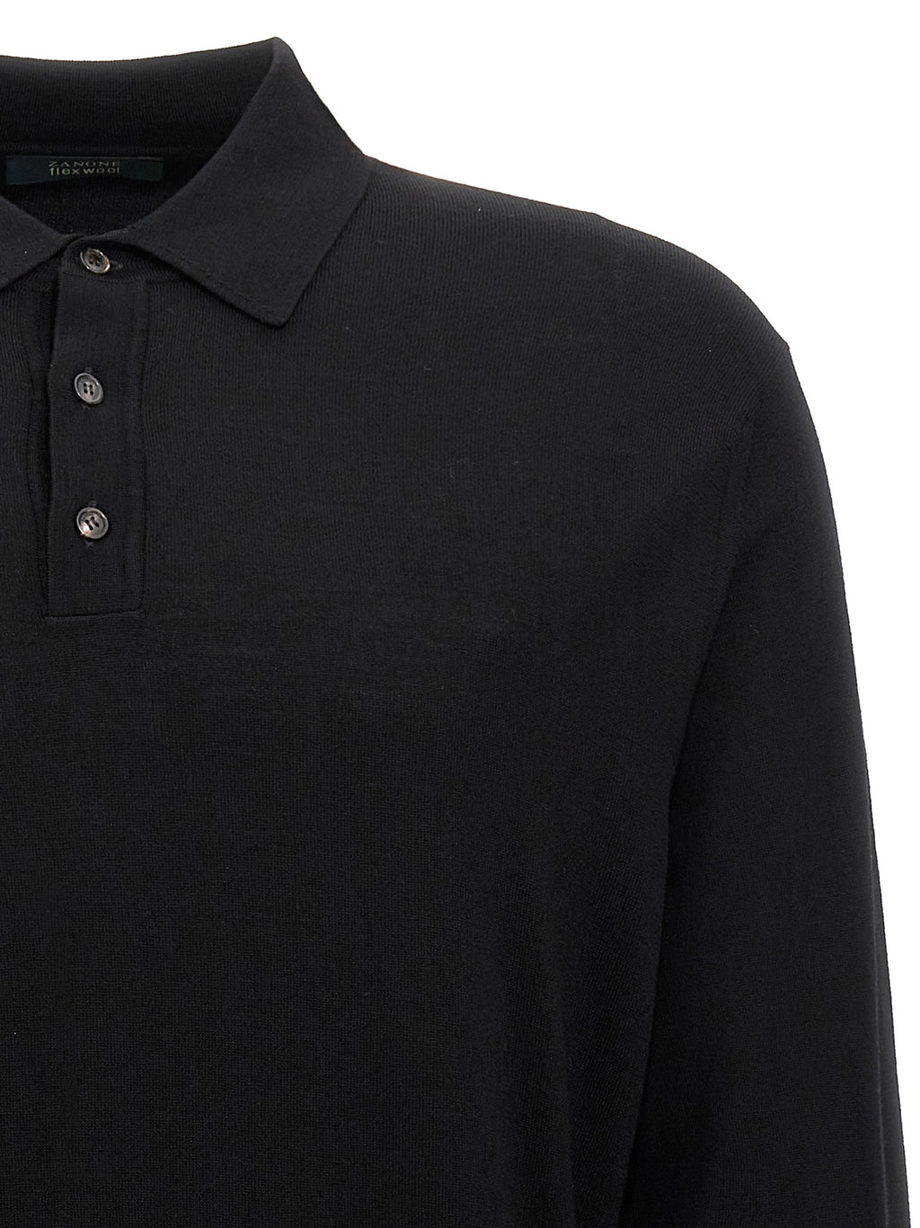 Black Virgin Wool Polo Shirt