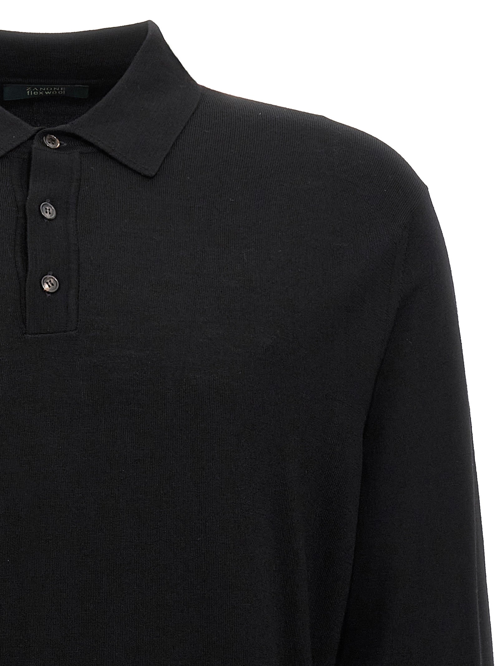 Black Virgin Wool Polo Shirt