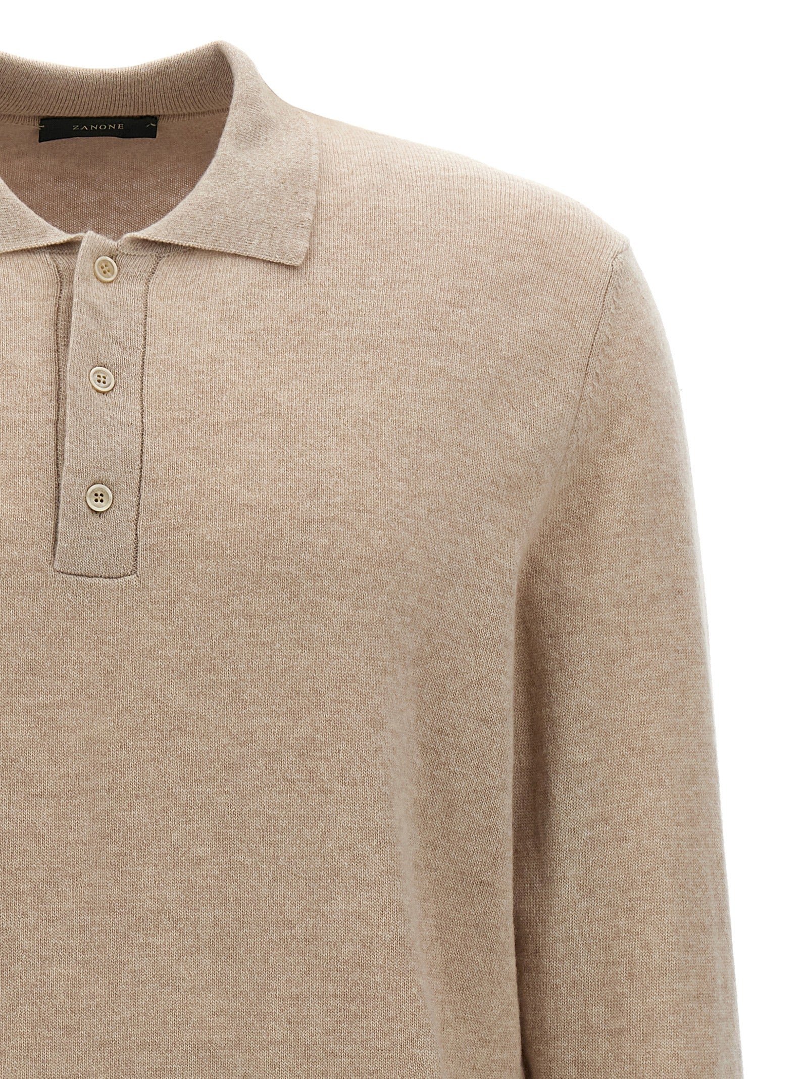 Beige Virgin Wool Polo Shirt
