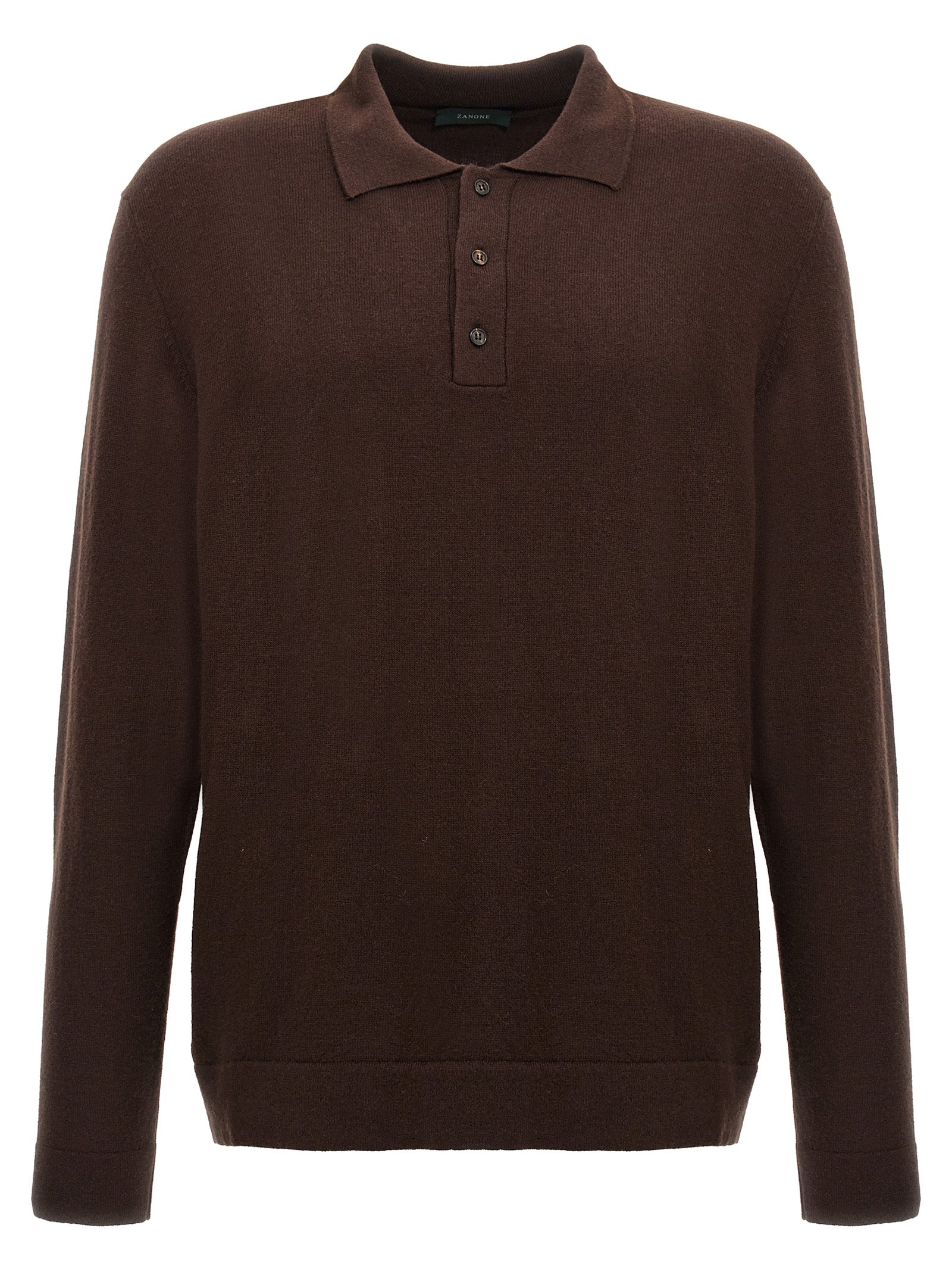 Brown Virgin Wool Polo Shirt
