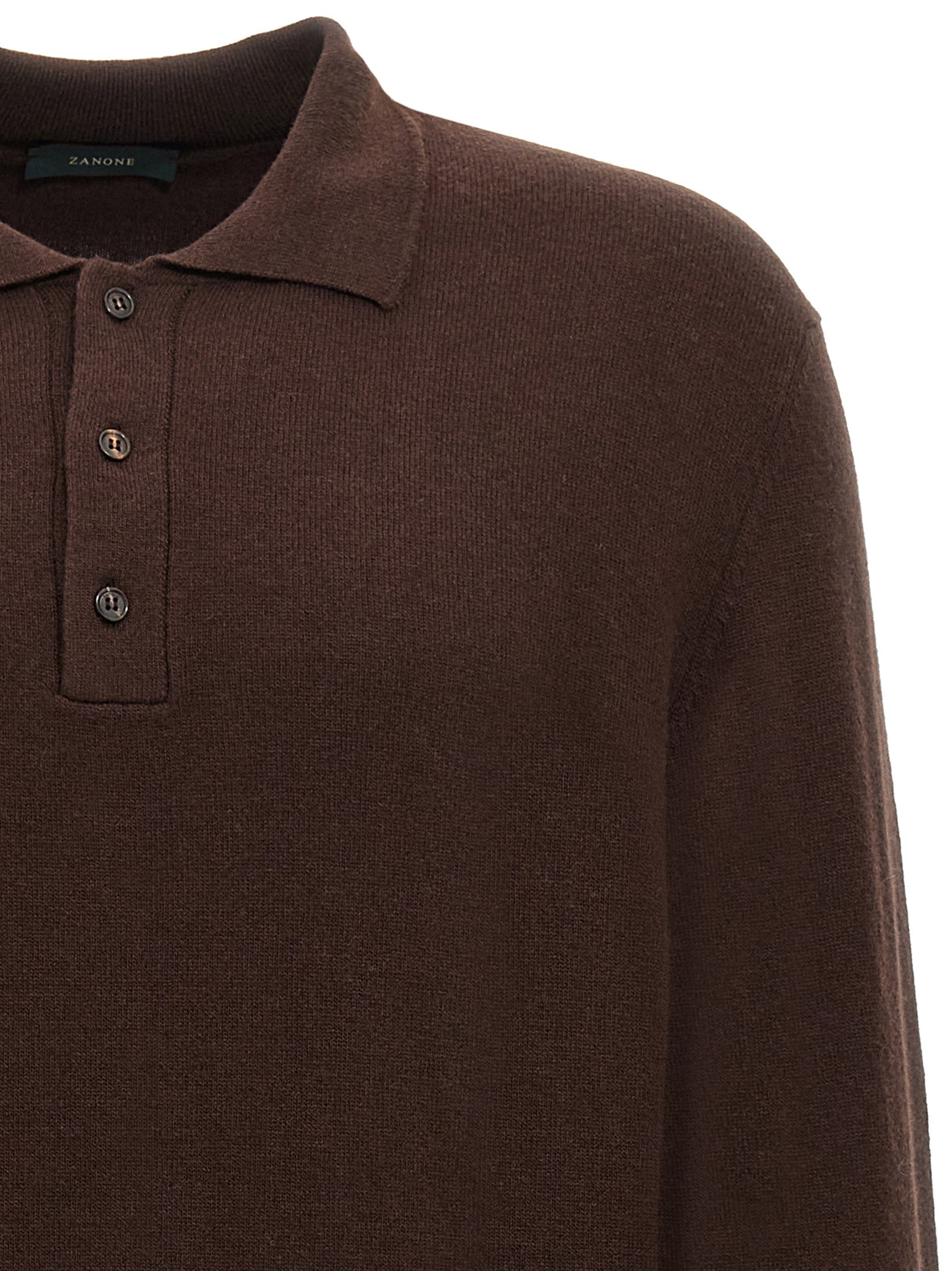 Brown Virgin Wool Polo Shirt