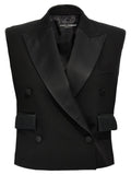 Black Silk Sleeveless Jacket