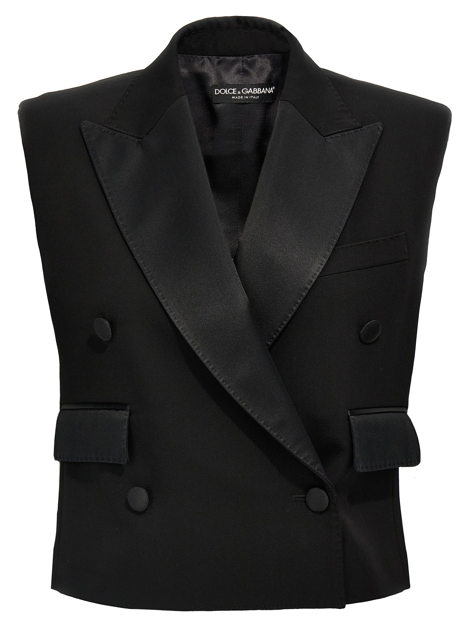 Black Silk Sleeveless Jacket