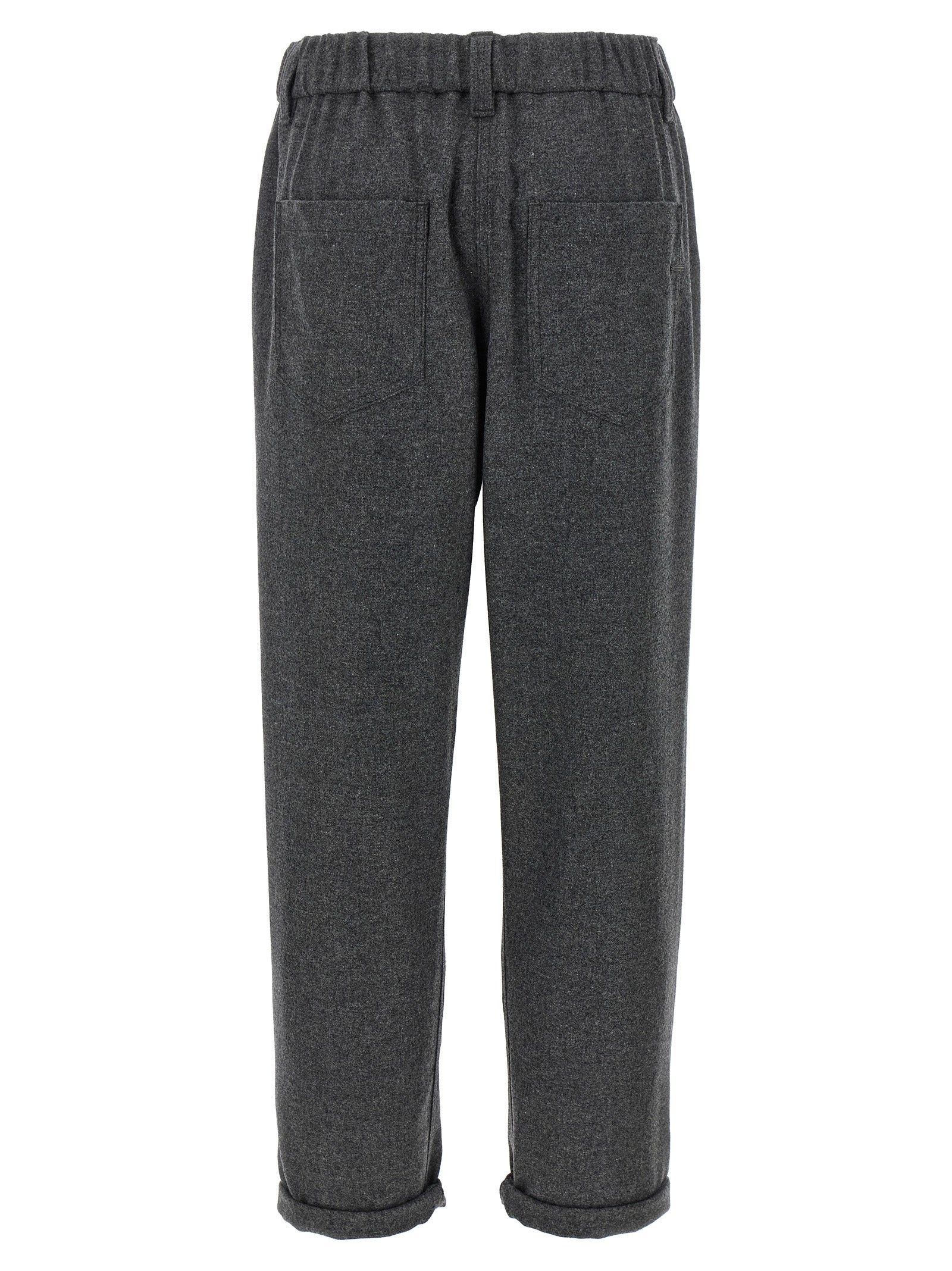 Gray Virgin Wool Casual Pants