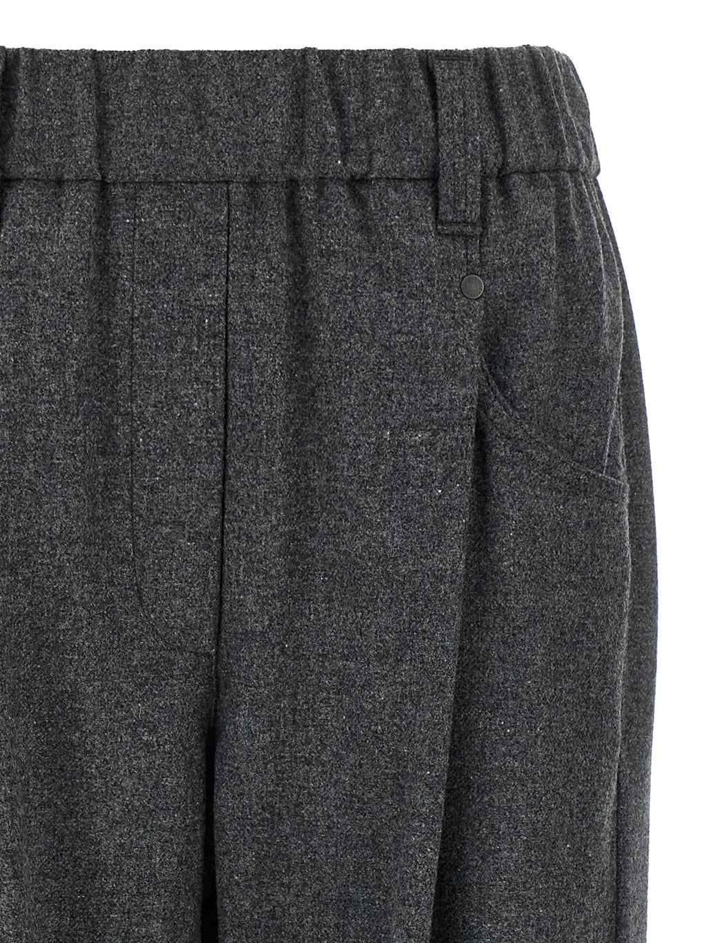 Gray Virgin Wool Casual Pants
