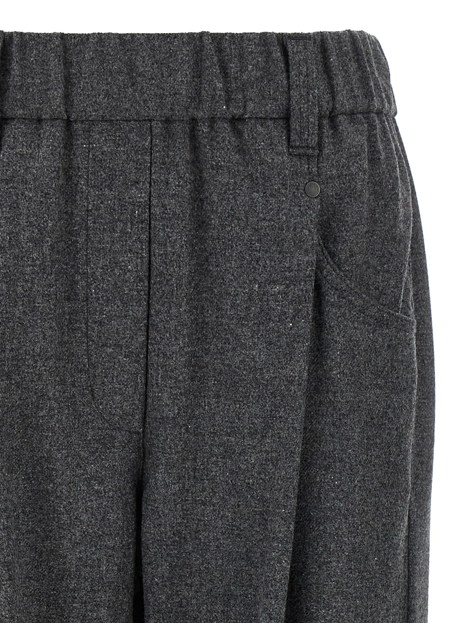 Gray Virgin Wool Casual Pants