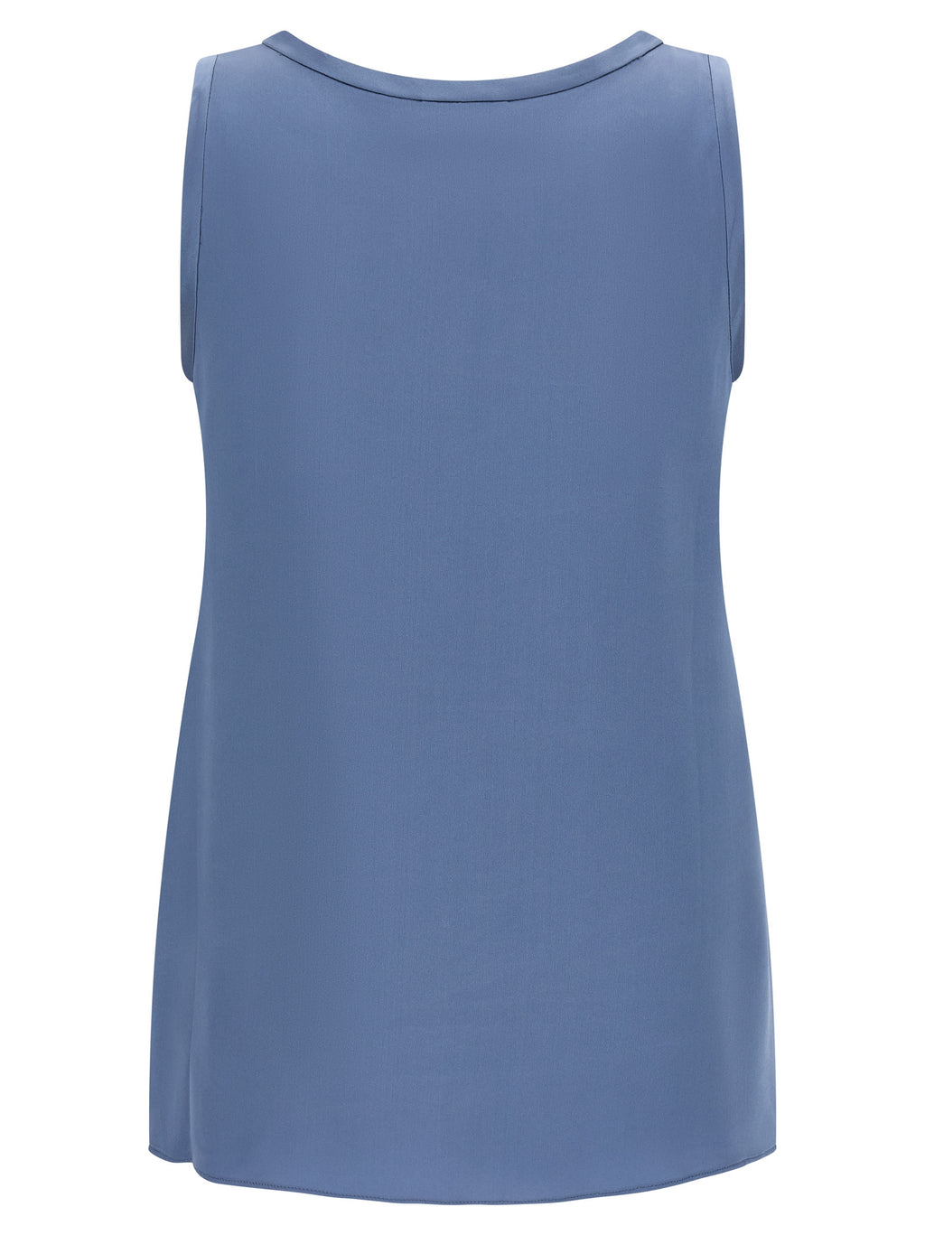Blue Silk Sleeveles T-Shirt