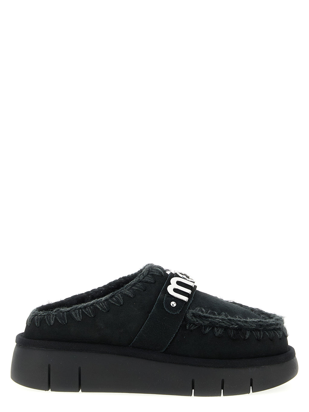 Black Lamb Leather Clogs