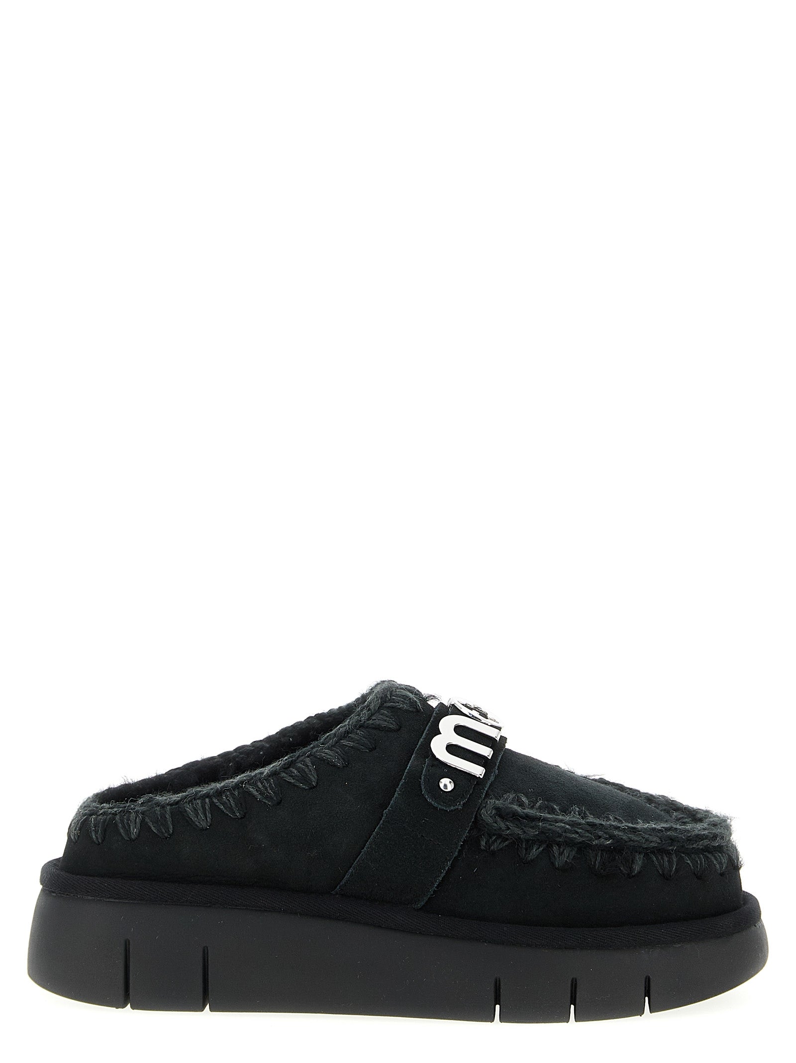 Black Lamb Leather Clogs