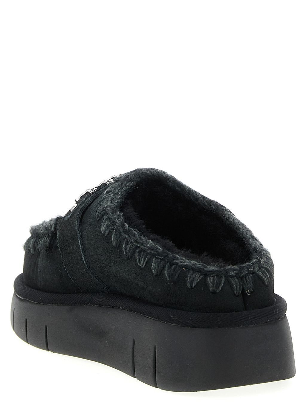 Black Lamb Leather Clogs