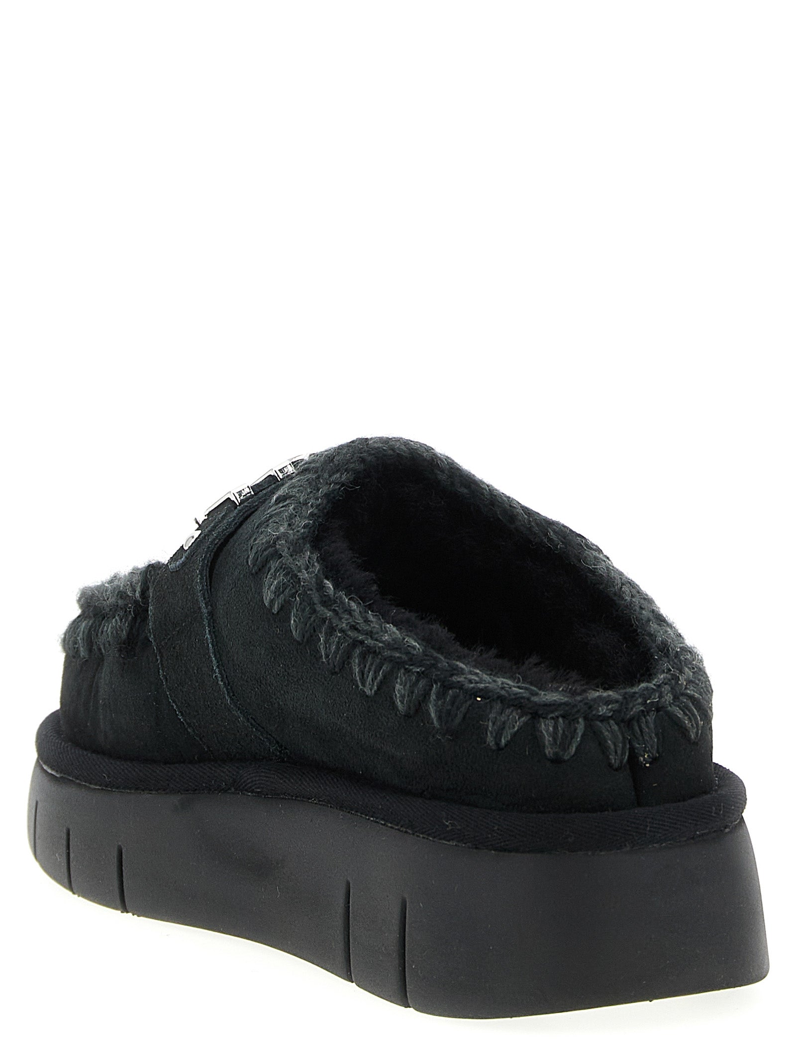 Black Lamb Leather Clogs