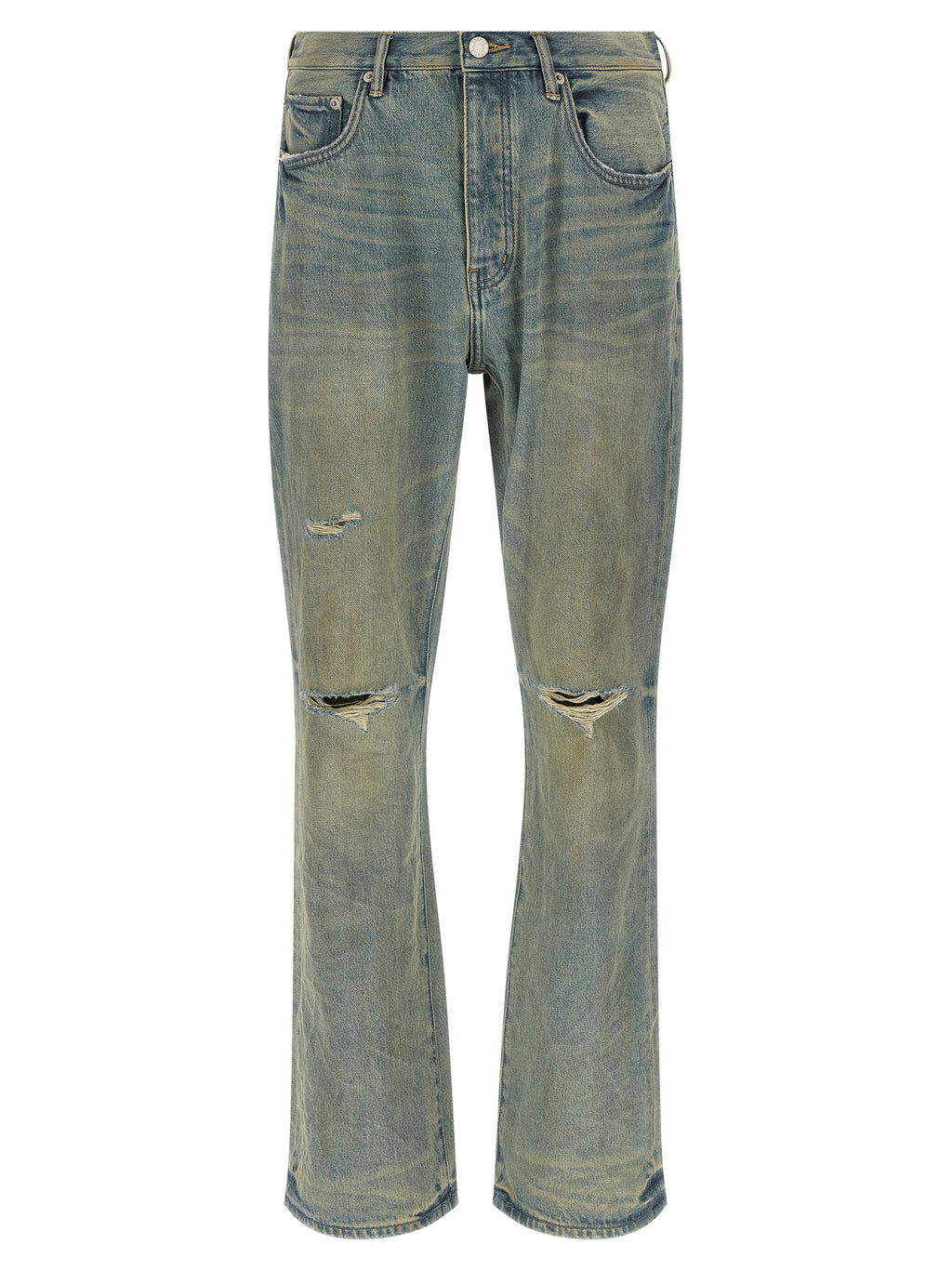 Blue Cotton Flared Jeans