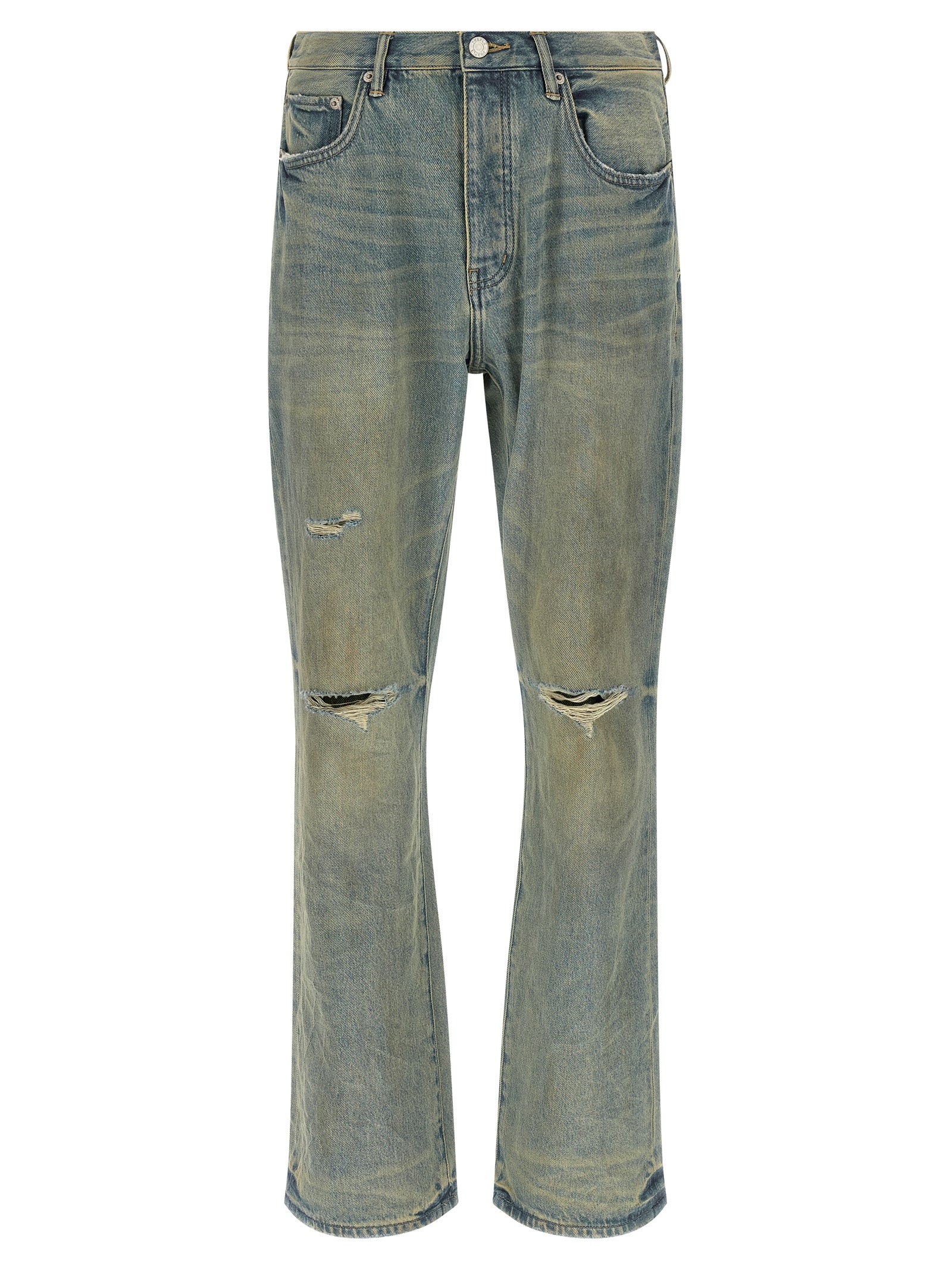 Blue Cotton Flared Jeans