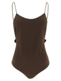 Brown Polyamide One-Piece Swimsuit