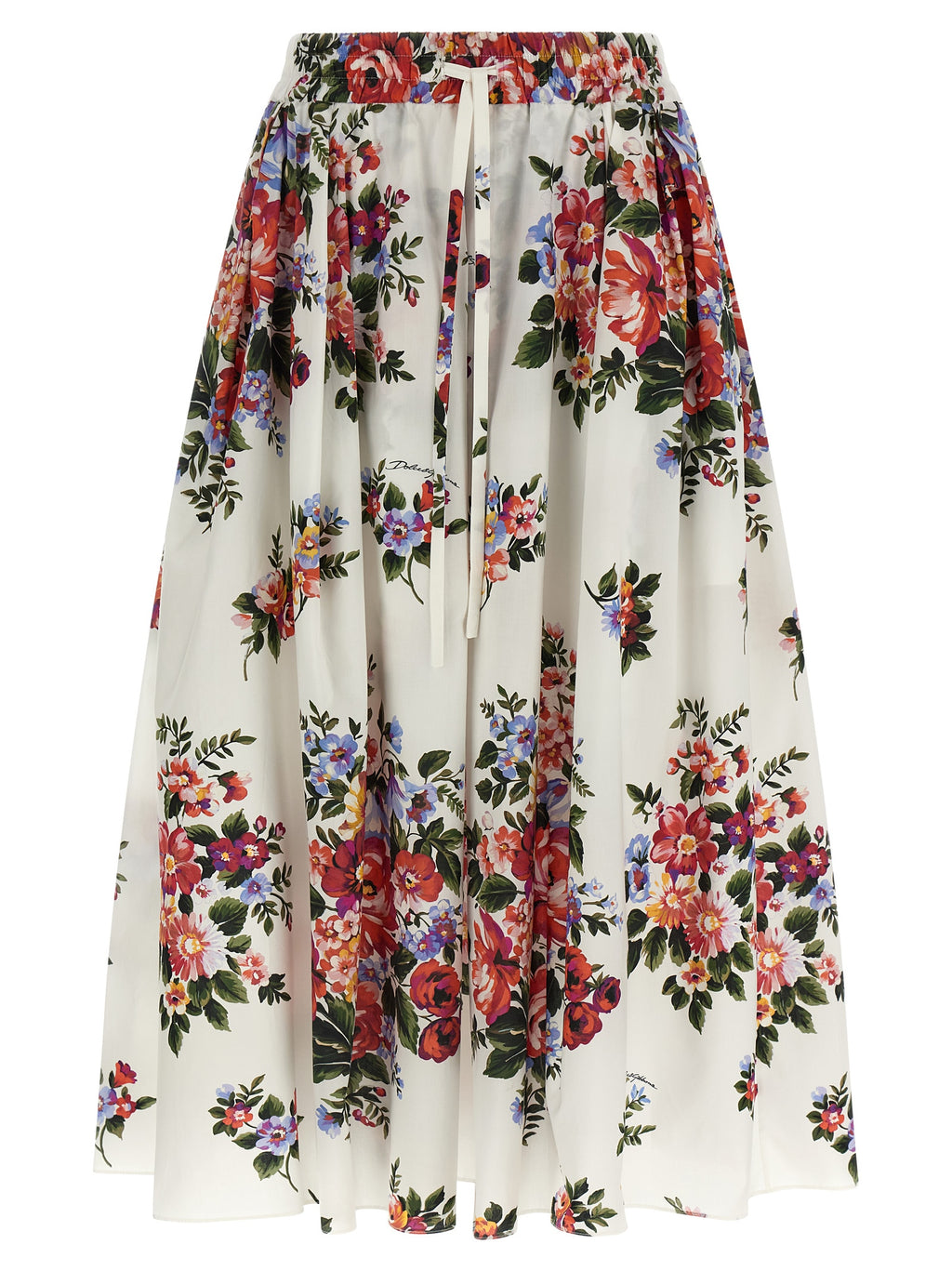 White Cotton Midi Skirt