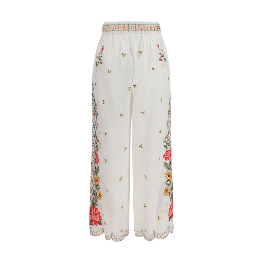 Multicolor Linen Casual Pants