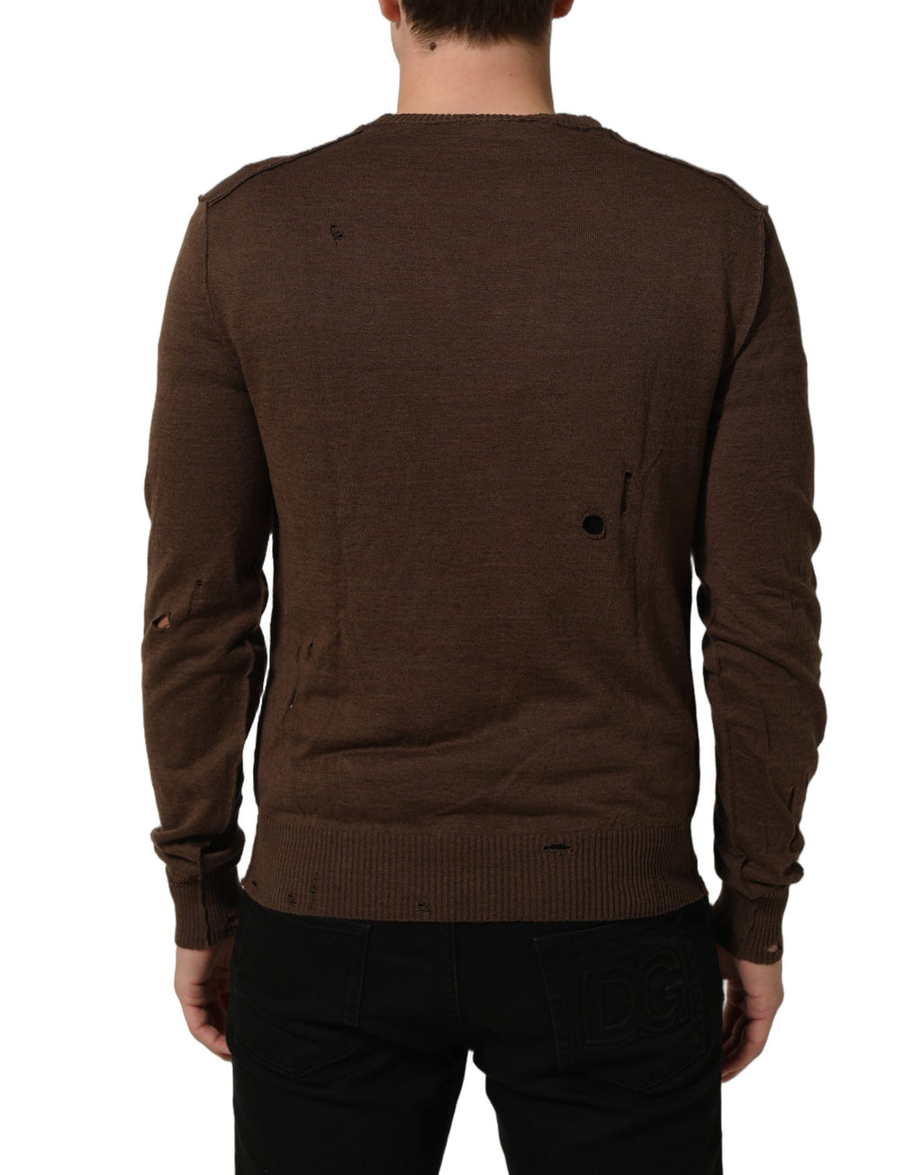 Brown Flax Buttoned V-neck Pullover Sweater