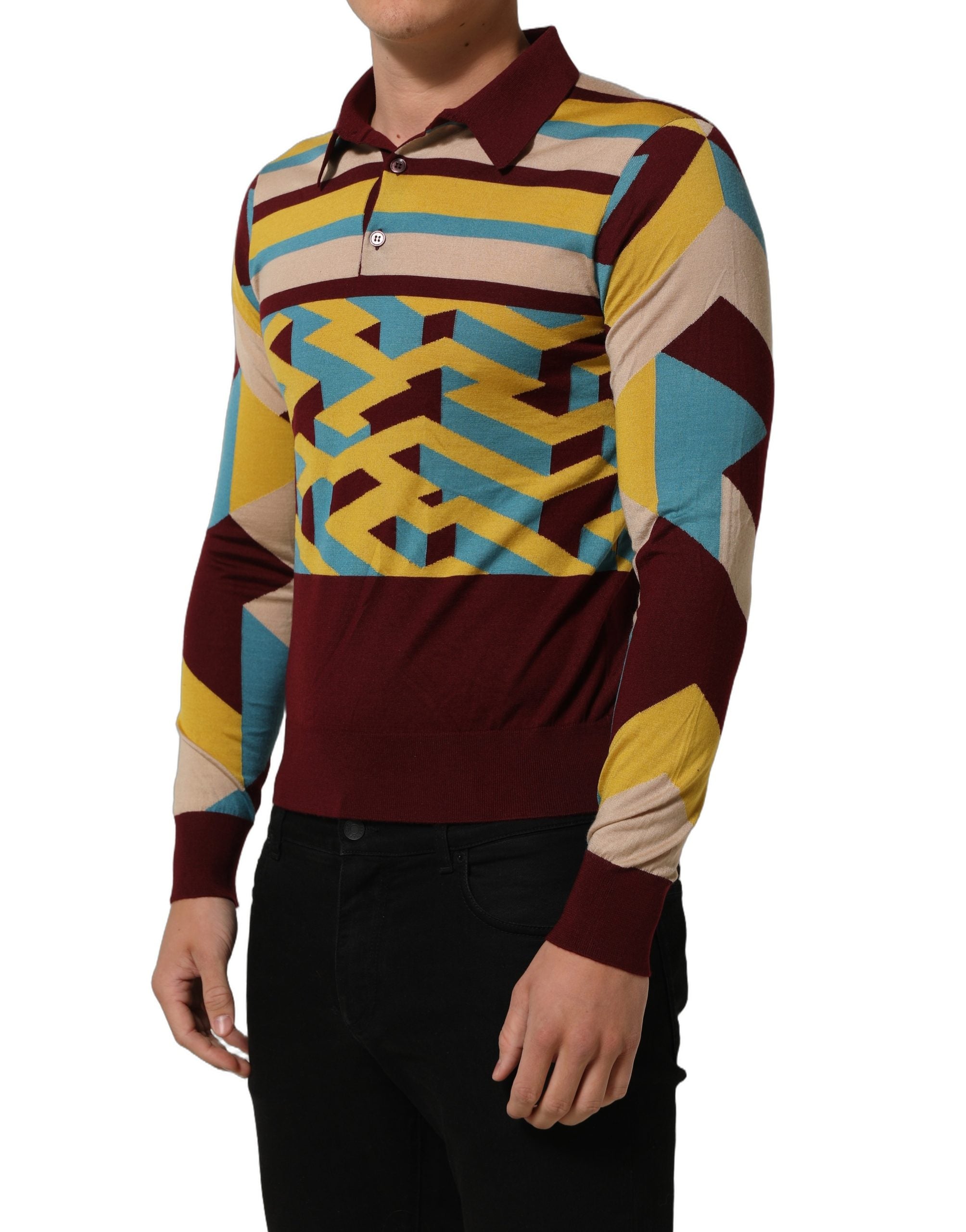 Multicolor Knitted Cashmere Pullover Sweater