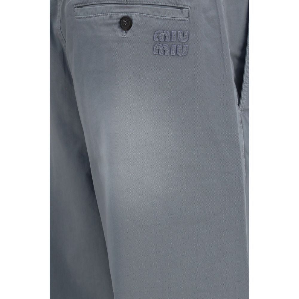 Gray Cotton Casual Pants