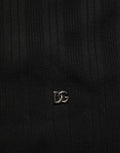 Black Silk Blend Henley Pullover Men Sweater