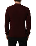 Burgundy Wool Half Zip Men Pullover Sweater