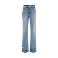 Blue Cotton Flared Jeans