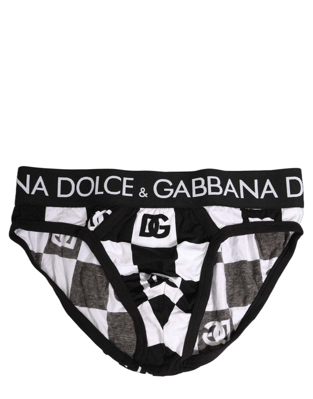 Black White Logo Checkered Midi Brief Underwear