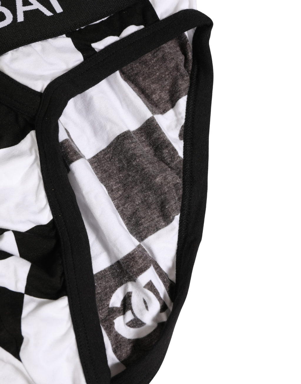 Black White Logo Checkered Midi Brief Underwear