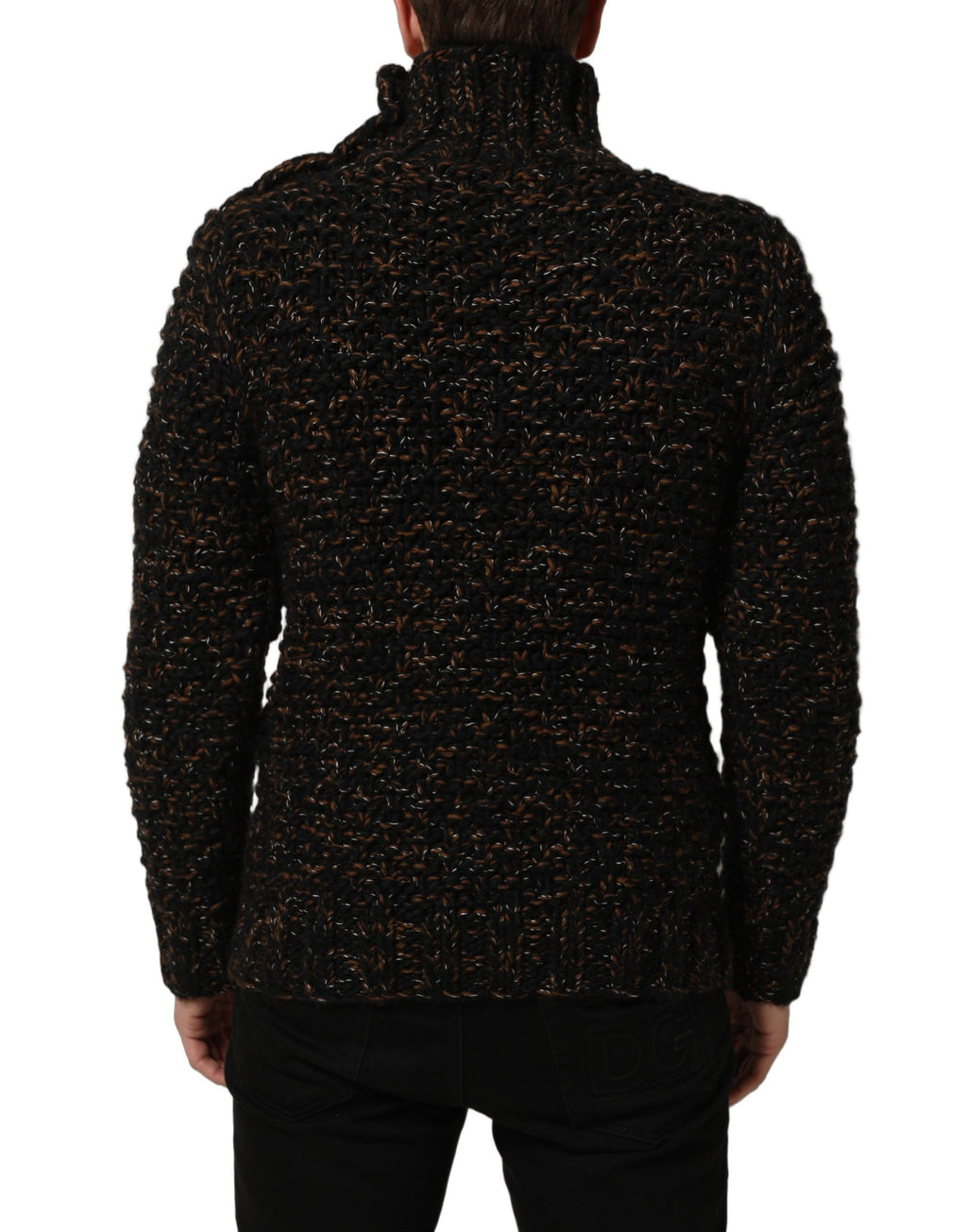 Brown Wool Knit Turtleneck Pullover Sweater