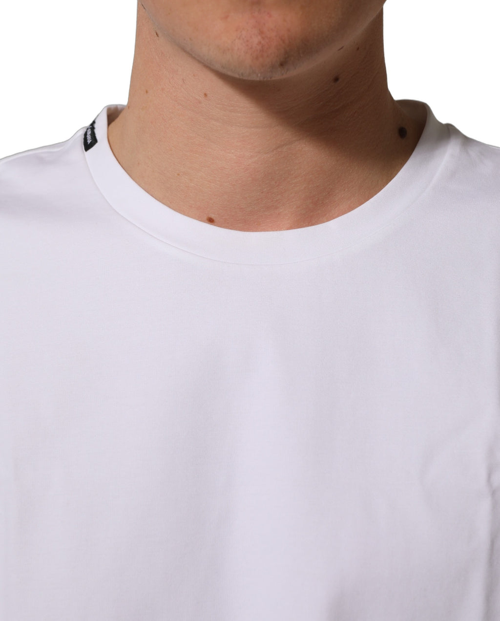 White Cotton Short Sleeves Crew Neck T-shirt