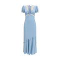 Blue Viscose Casual Dress