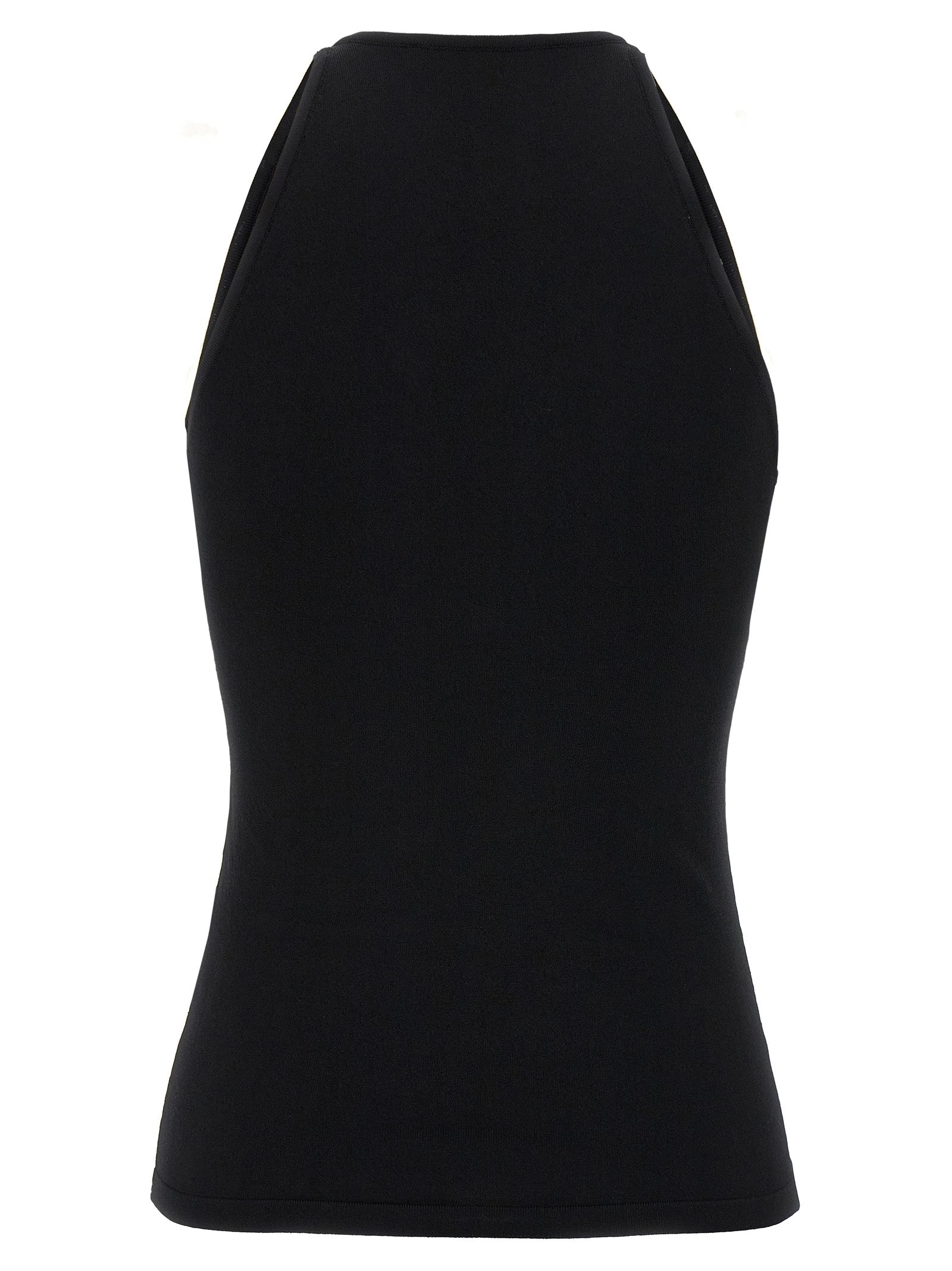 Black Viscose Sleeveles T-Shirt