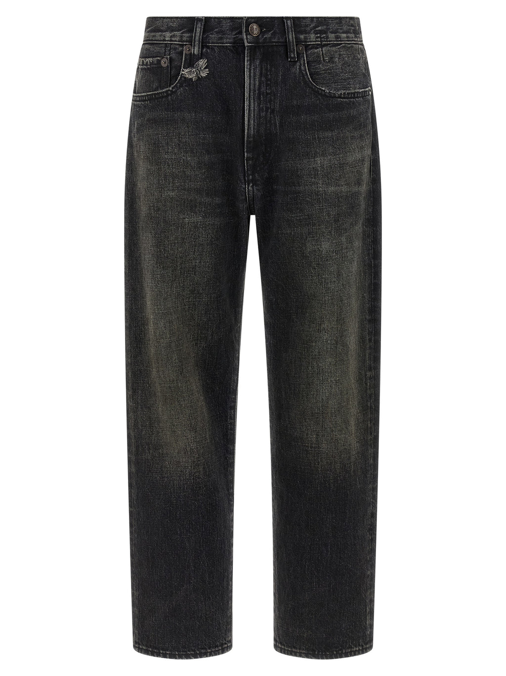Black Cotton Straight-Leg Jeans
