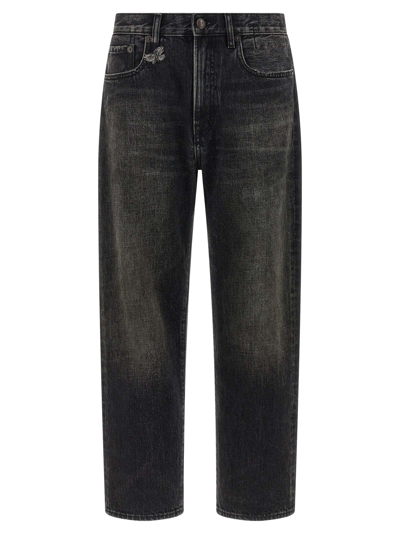 Black Cotton Straight-Leg Jeans