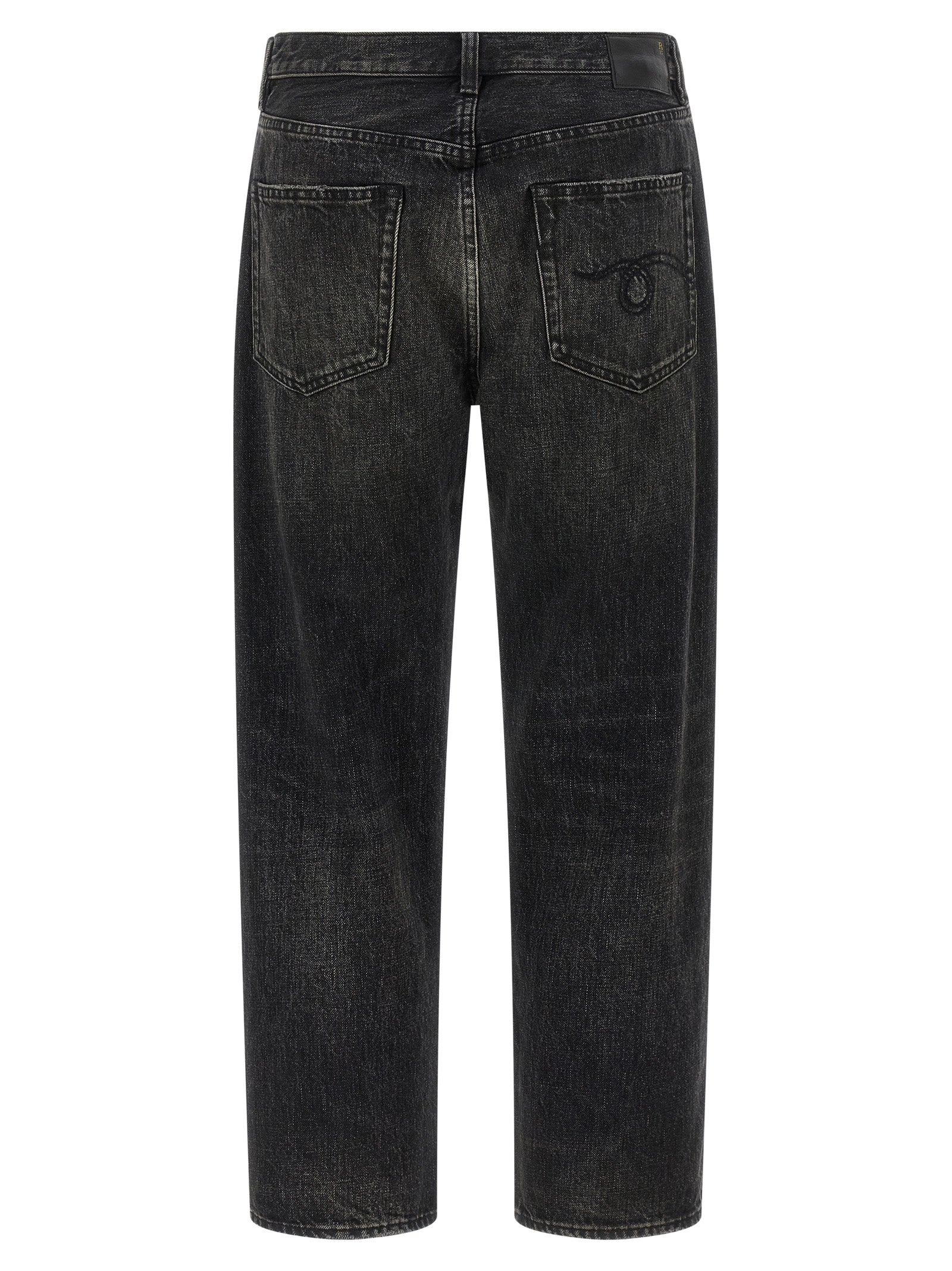 Black Cotton Straight-Leg Jeans