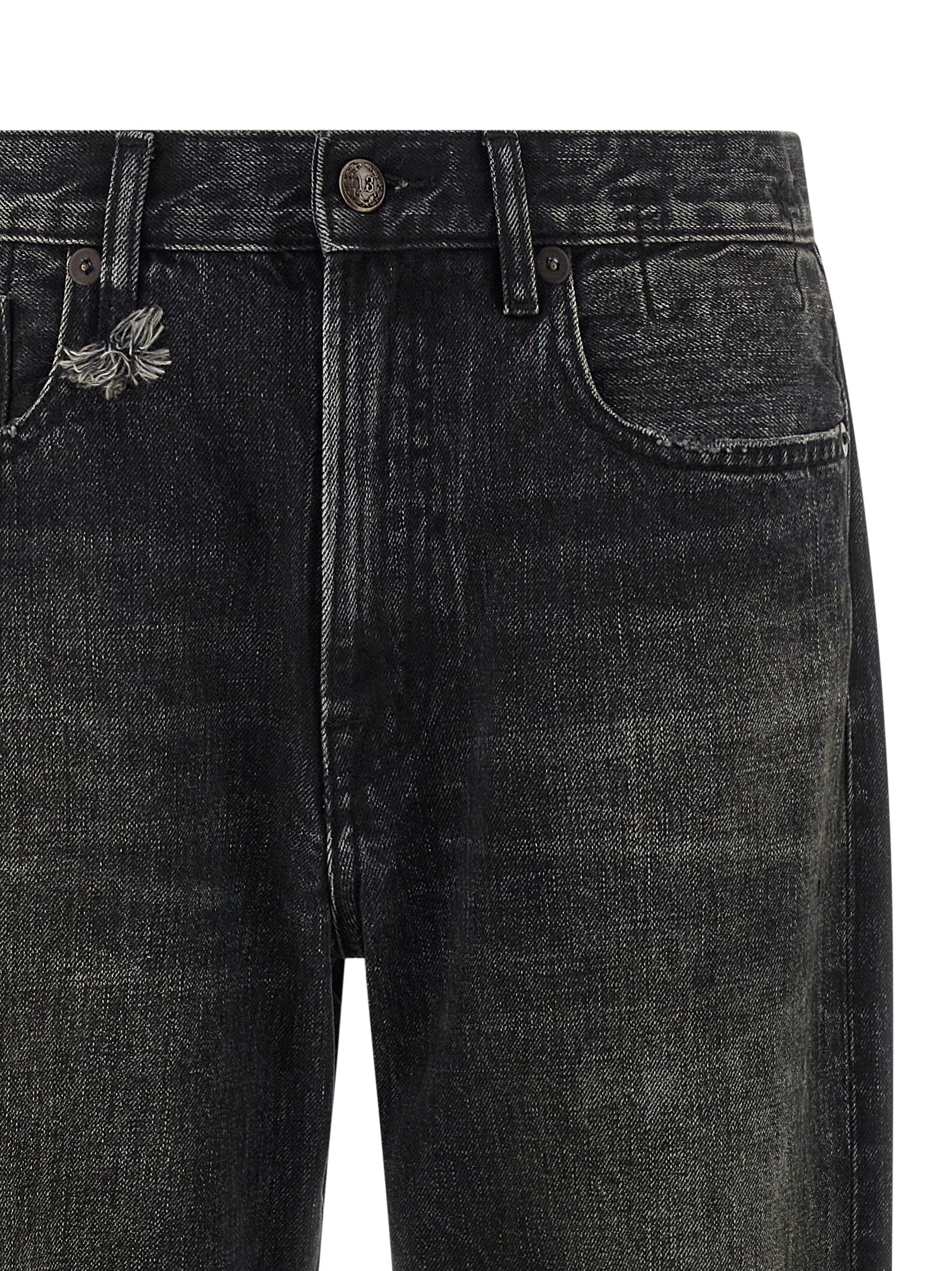 Black Cotton Straight-Leg Jeans