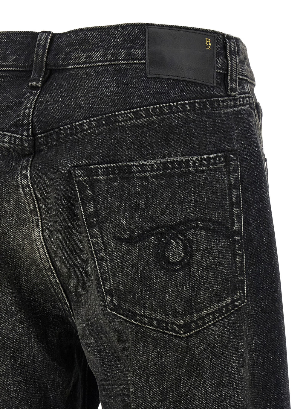 Black Cotton Straight-Leg Jeans