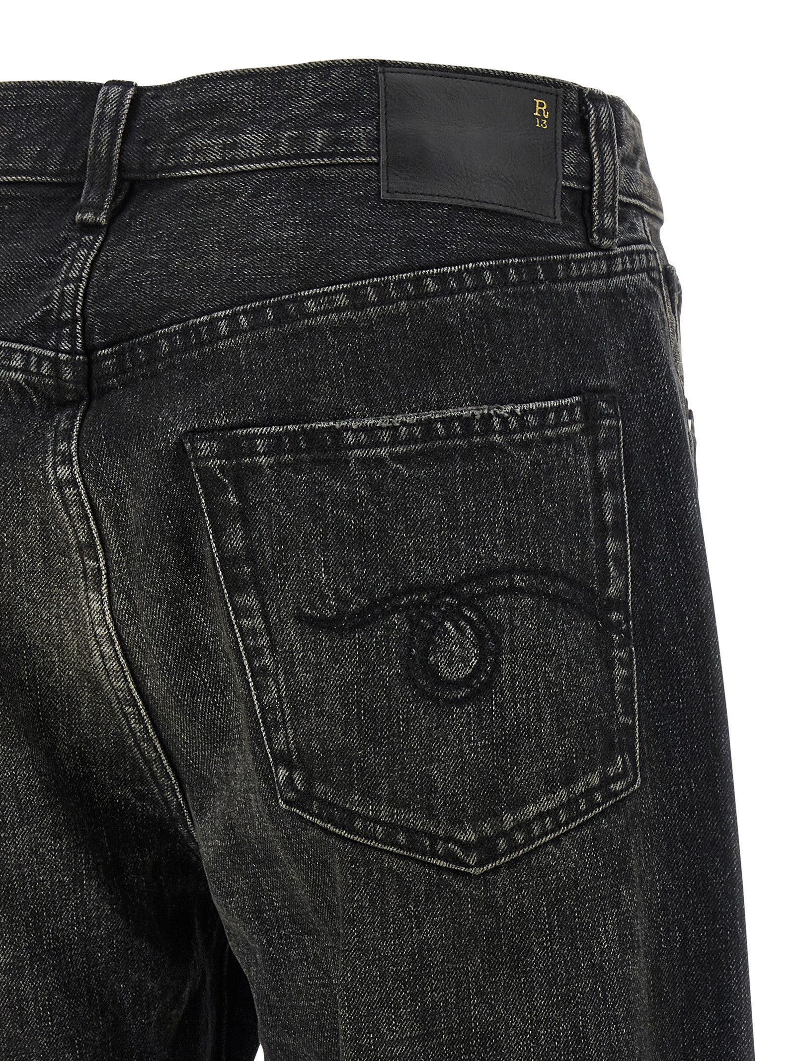 Black Cotton Straight-Leg Jeans