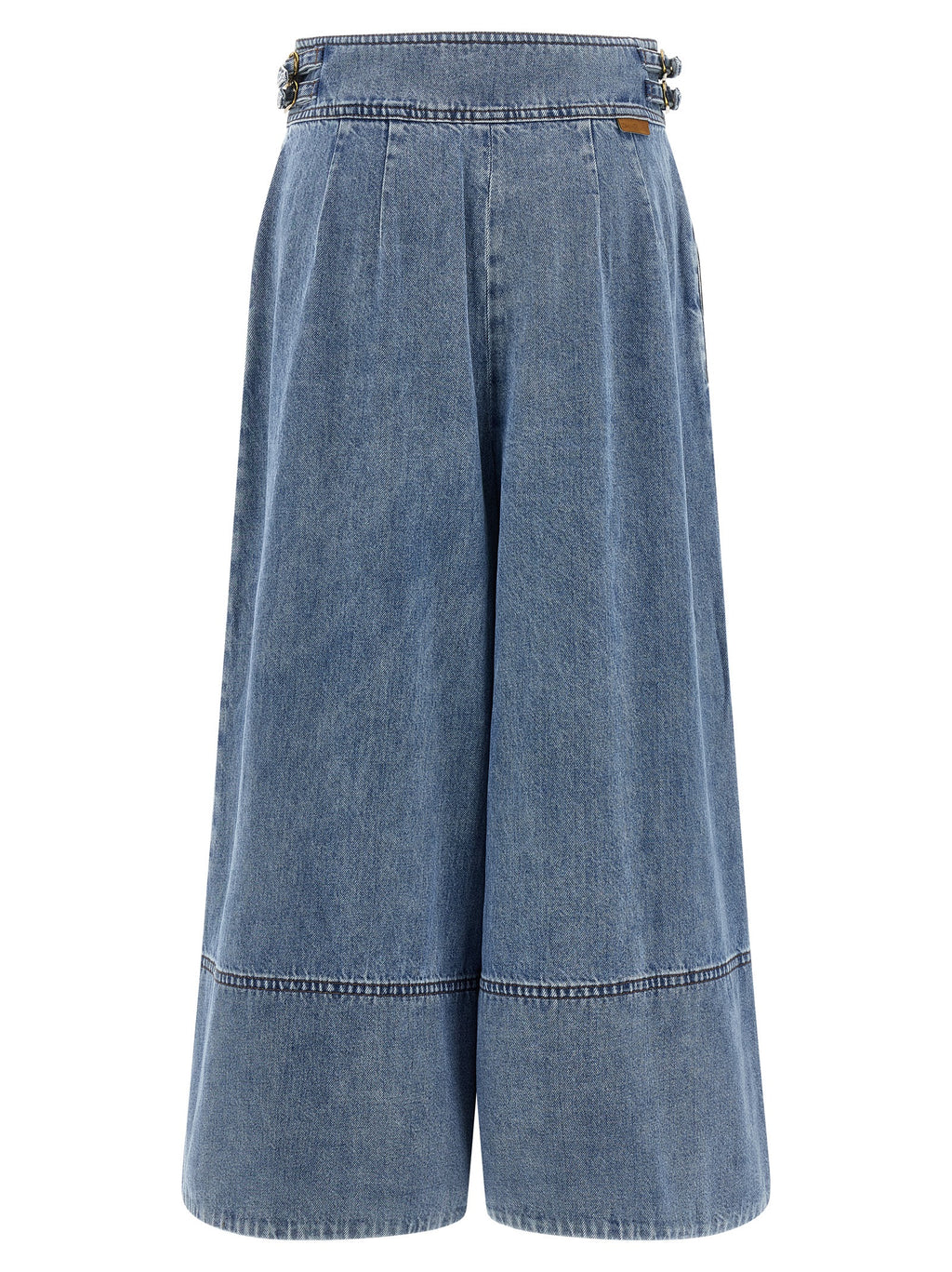 Blue Cotton Cropped Jeans