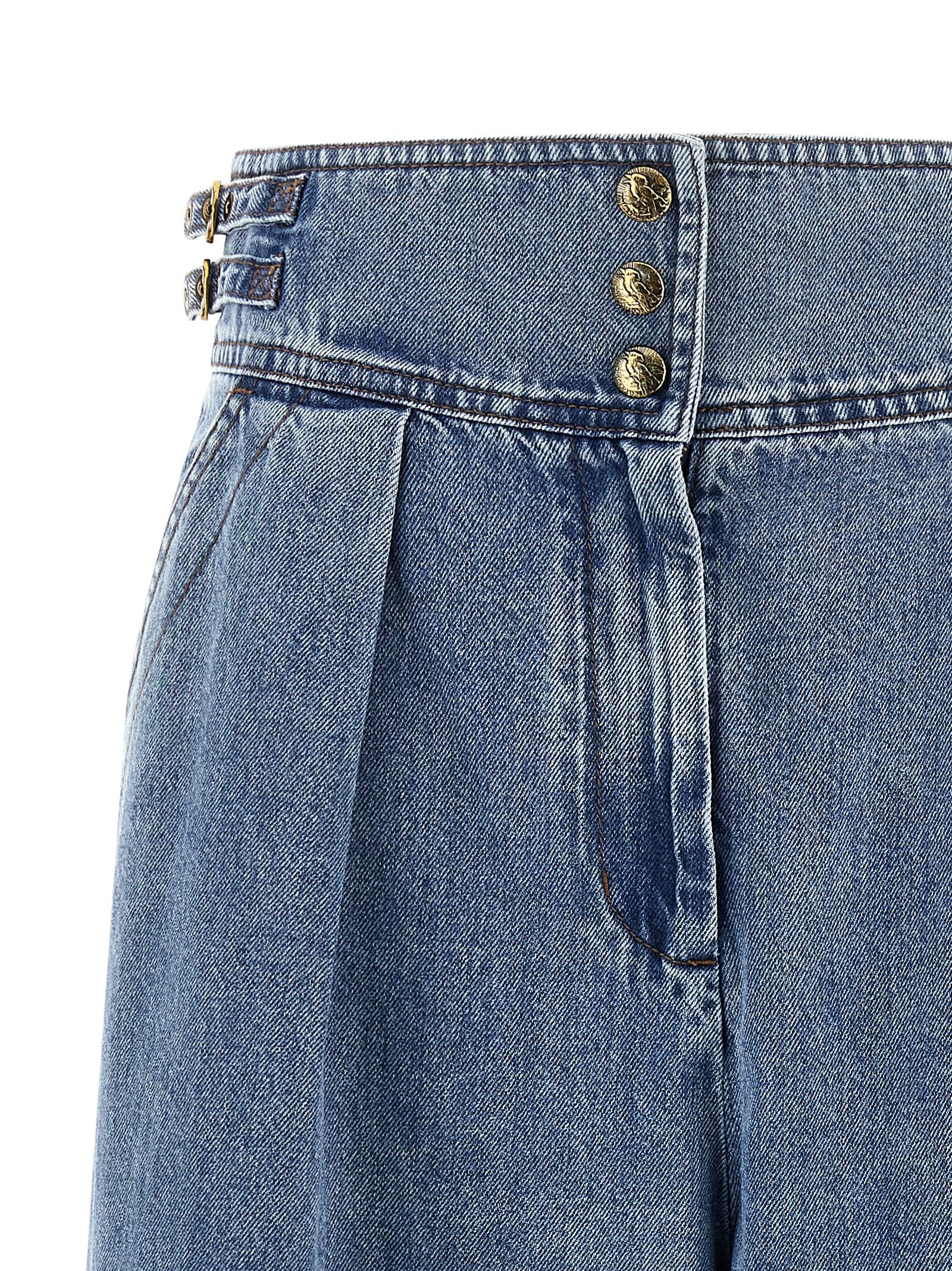Blue Cotton Cropped Jeans